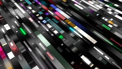 Abstract texture of digital data flow elements on black background, technology Stock Illustration