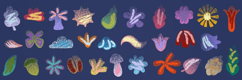 Abstract texture figure. Shape gradient effect. Hand-drawn floral form. Noisy Stock Illustration