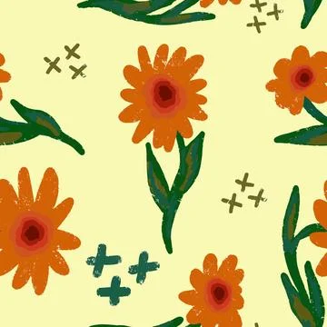 Abstract texture flowers. Vector seamless pattern. Grunge texture. Floral orn Stock Illustration