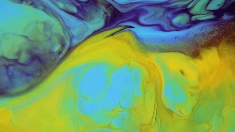 Abstract texture flowing in chaotic. Fluid art painting. Modern fluid painting Vídeo Stock 124184053