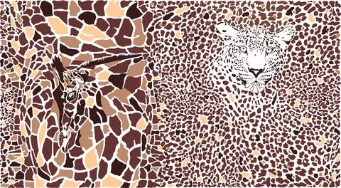 Abstract texture of giraffe and leopard Stock Illustration