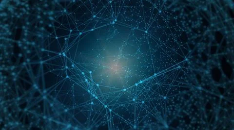 Abstract texture of glowing astrological elements in the dark spac Stock Illustration