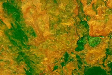 Abstract texture of gold and green acrylic paint with a smooth iridescent eff Stock Illustration