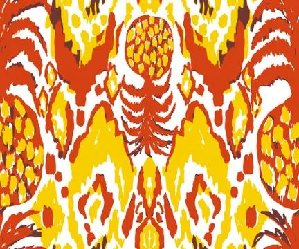 Abstract texture ikat effect vintage, ethnic, modern pinapple pattern, carpet, r イラスト素材