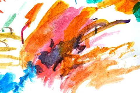 Abstract texture of multi-colored gouache. Closeup of paint strokes on a whit Stock Photos