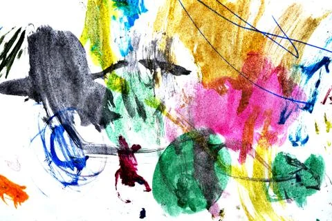 Abstract texture of multi-colored gouache. Closeup of paint strokes on a whit Foto stock