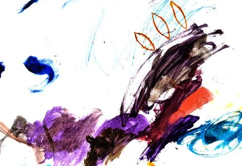 Abstract texture of multi-colored gouache. Closeup of paint strokes on a whit Stock Photos