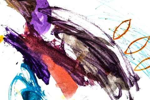 Abstract texture of multi-colored gouache. Closeup of paint strokes on a whit Stock-Fotos
