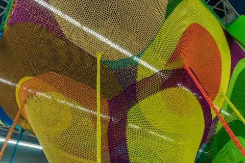 Abstract texture of multi-colored woven fabrics. Creative vintage background. Stock Photos
