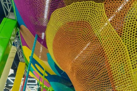 Abstract texture of multi-colored woven fabrics. Creative vintage background. Stock Photos
