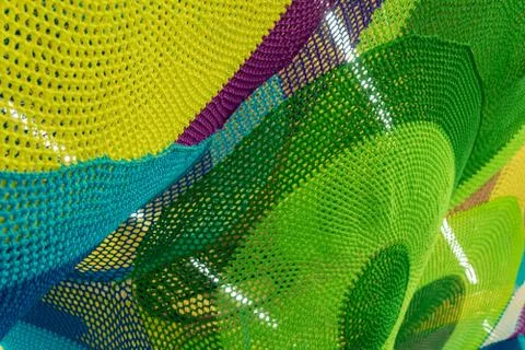 Abstract texture of multi-colored woven fabrics. Creative vintage background. Stock Photos