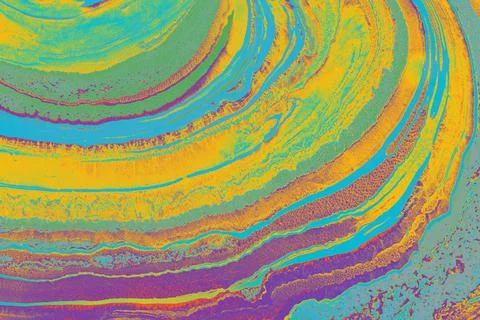 Abstract texture of multicolored circle layers in ebru technique Stock Illustration