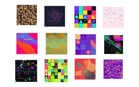 Abstract Texture Pattern Pack Colorful Digital Art Background Collection Set 스톡 일러스트