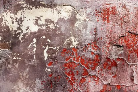Abstract texture of plaster and red paint, aged plaster texture, abstract Stock Photos