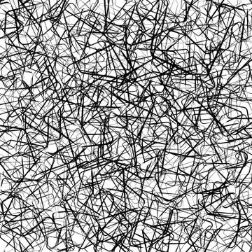 Abstract texture with random, chaotic lines in tangled, jumbled style. Black  Illustrazione stock
