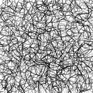 Abstract texture with random, chaotic lines in tangled, jumbled style. Black  Illustrazione stock