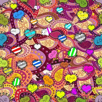 Abstract texture, repeat tiles. Love romantic theme. Vector. Valentines day back 스톡 일러스트