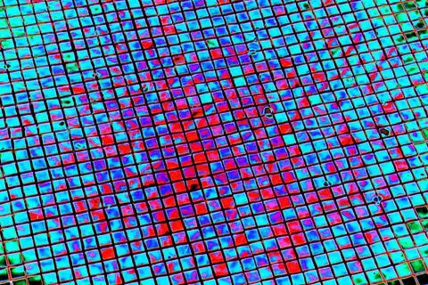 Abstract texture of tiles on the bottom of the pool, changed colors, colorful Stock Photos