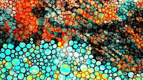Abstract textured artwork featuring a dense pattern of colorful circular bubbles Stock Illustration