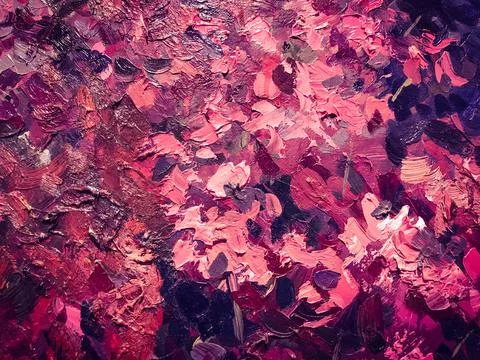 Abstract textured background lines and streaks made with oil paint raspberry  Stock Photos