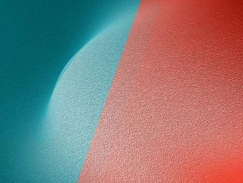 Abstract textured background with turquoise and coral gradient. Curved 3D s.. Stock Illustration