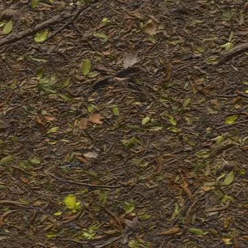 Abstract textured background with wet leaf litter. Leafy streambed. 3D-rendering Stock Illustration