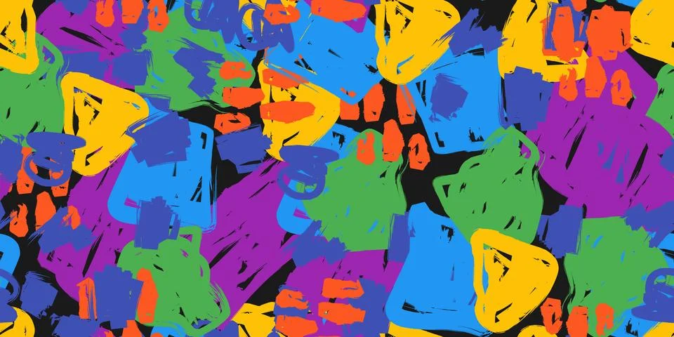 Abstract textured fantasy seamless pattern, hand drawn. Vibrant abstract back Stock Illustration