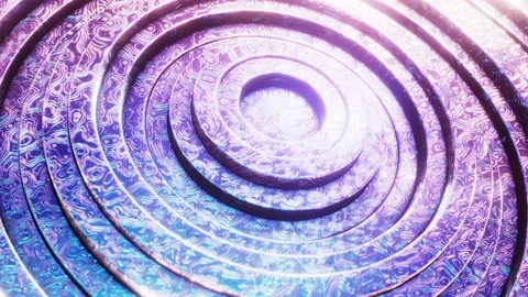 Abstract textured iridescent metal solid rings looping 3D animation Video stock 173806214