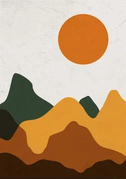 Abstract textured landscape poster Stock Illustration