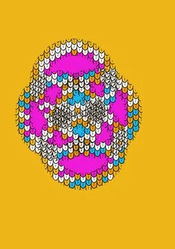 .. Abstract Textured Oval Shape on Yellow Background Stock Illustration