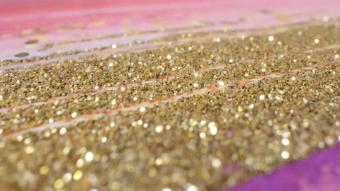 Abstract textured pink and gold glitter background. extreme close-up detailed Stock Footage 194482740