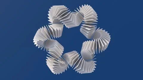 Abstract textured shape, group of white blocks. Blue background. 3d render Stock Illustration