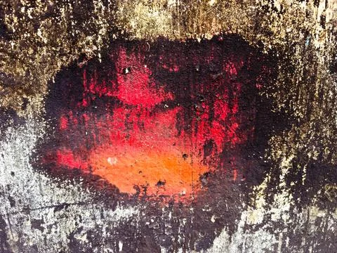 Abstract Textured Surface, Red and Orange Splatter, Grunge Effect Stock Photos
