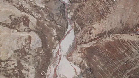 Abstract textures on the drained reservoir floor at Vidraru Dam, Romania Video stock 333266459