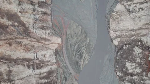 Abstract textures on the drained reservoir floor at Vidraru Dam, Romania Video stock 333266517