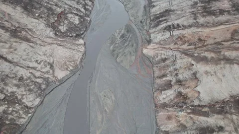Abstract textures on the drained reservoir floor at Vidraru Dam, Romania Video stock 333266525