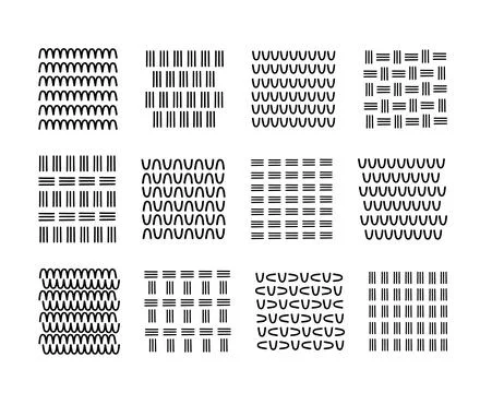 Abstract textures set hand drawn vector illustration, simple doodle shapes イラスト素材
