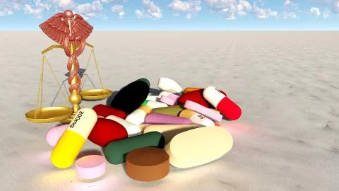 Abstract theme of natural virtue in medicinal drug 3d rendering Stock Illustration