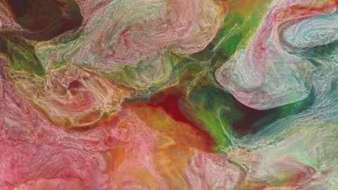 Abstract thick oil paint fluid motion with swirling gold particles rich textures 스톡 동영상 331597203