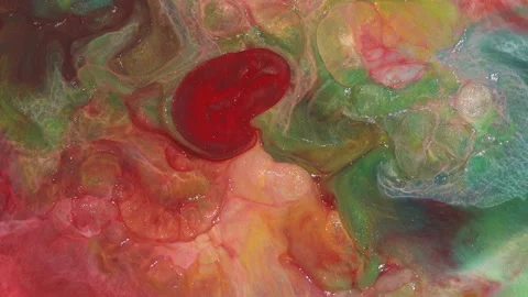 Abstract thick oil paint fluid motion with swirling gold particles rich textures 스톡 동영상 331597443