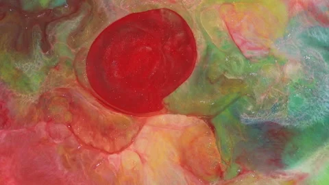 Abstract thick oil paint fluid motion with swirling gold particles rich textures 스톡 동영상 331597912