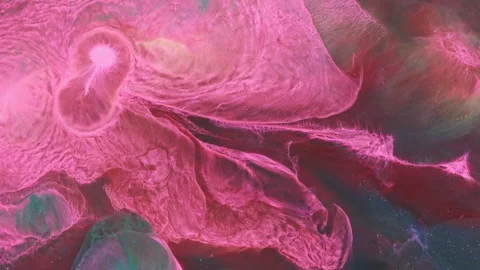 Abstract thick oil paint fluid motion with swirling gold particles rich textures Stock Footage 331600367