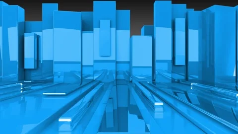 Abstract thin blue glass panels Slide and move in space. The panels shine an Stock Footage 312225338