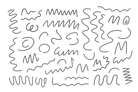 Abstract thin curly lines set in random order doodle outline simple hand drawn Stock Illustration