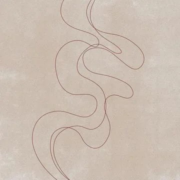 Abstract thin curvy red lines on beige color canvas texture background, warm  イラスト素材