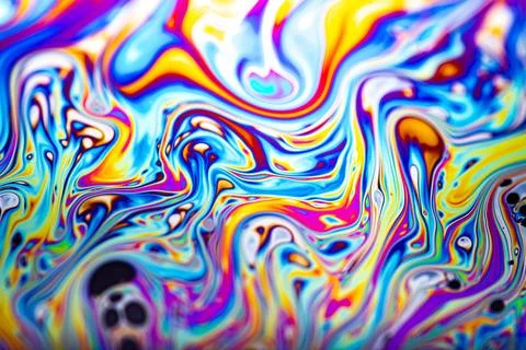 Abstract thin film interference spectrum on soap film macro Stock Illustration