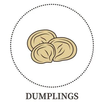 Abstract thin line dumpling icon isolated on white background - Vector Stock Illustration