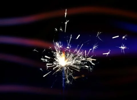 Abstract thin red lines and sparkler fire Foto stock