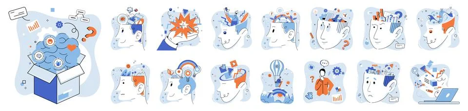 Abstract thinking. Abstract thinking allows us to break down complex problems 스톡 일러스트