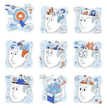 Abstract thinking. Analyzing information with critical mind is key aspect 스톡 일러스트